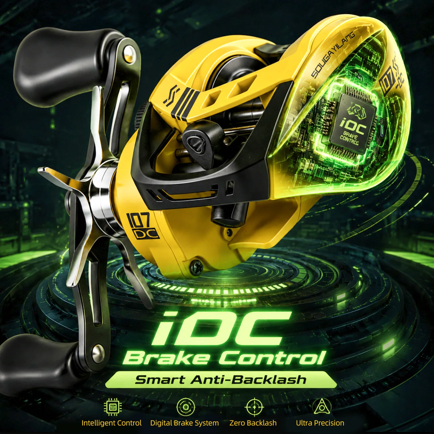 Sougayilang 107-DC Baitcasting-Rolle, Übersetzungsverhältnis 7,1:1, 6+1BB, leichte Angelrolle für lange Würfe, maximale Zugkraft 15 kg, Salzwasser, Süßwasser – Detail 5