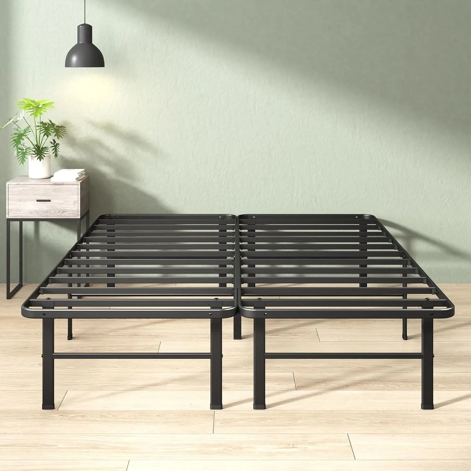 

Queen Metal Bed Frame with Quick Assembly, Heavy Duty Steel, No Box Spring Needed, Eco-Friendly Packaging