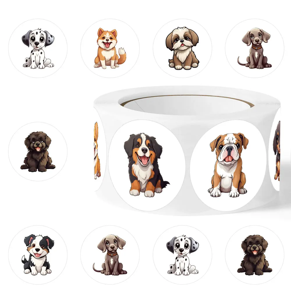 

500pcs Dog Animal Cartoon Graffiti Stickers, Aesthetics Decal Roll Self Adhesive Scrapbooking Envelopes Handmade,Party Supply