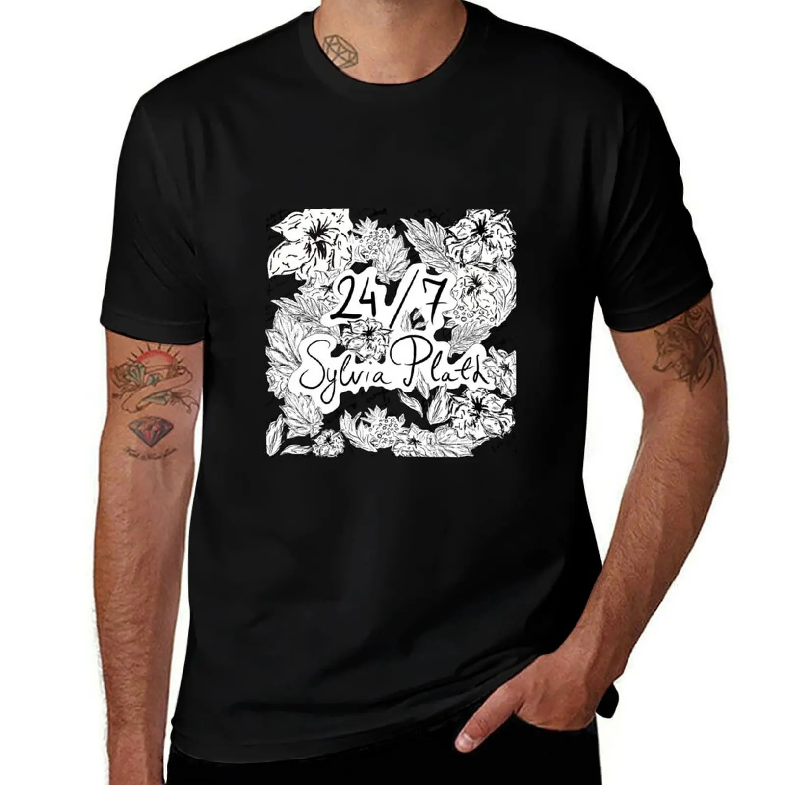 24/7 Sylvia Plath T-Shirt Heavy Duty Casual Work Tee T-Shirt