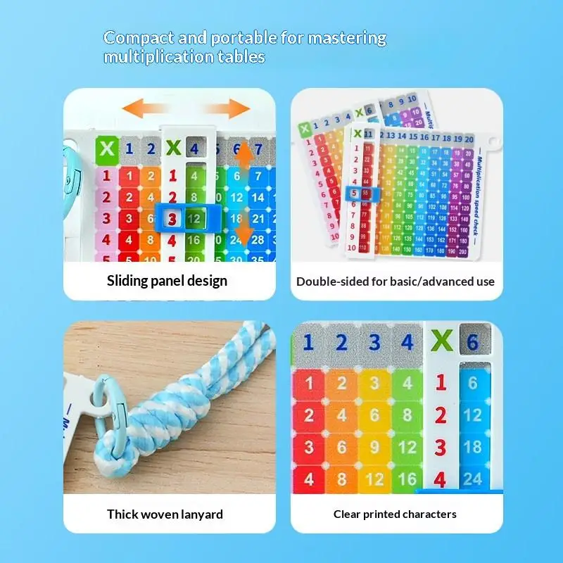 Multiplication Quick Search Card Waterproof Math Enlightenment Keychain Educational Learning Tool for Kids Travel Use