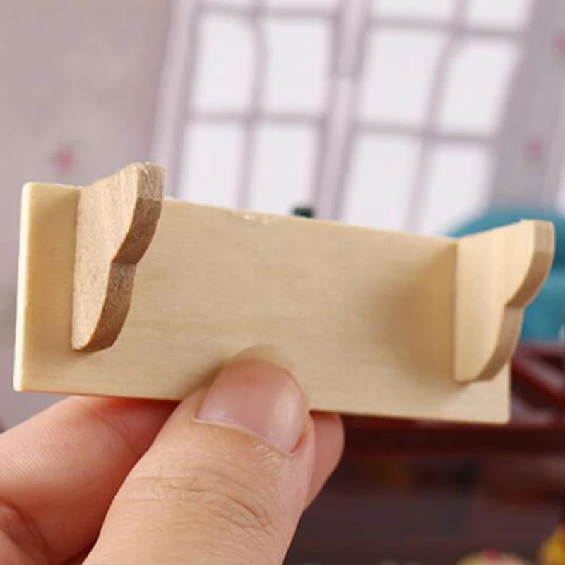 Estante de pared de madera en miniatura para casa de muñecas, modelo 1:12, Mini casa de muñecas de simulación, accesorios de muebles de madera, 1 ud.