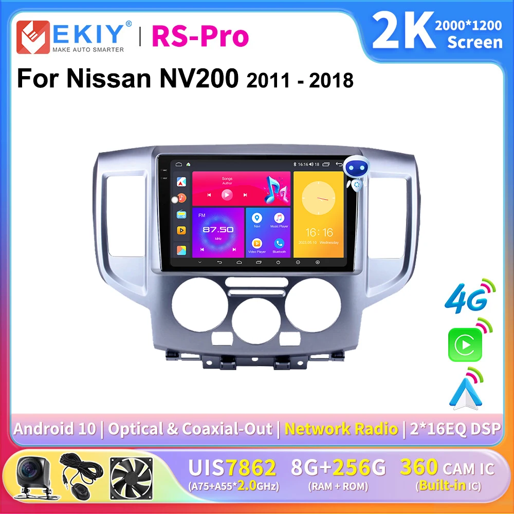 

EKIY 2K Screen CarPlay Radio For Nissan NV200 2011-2018 Android Auto 4G Car Multimedia GPS Player 2 din Autoradio Ai Voice Navi