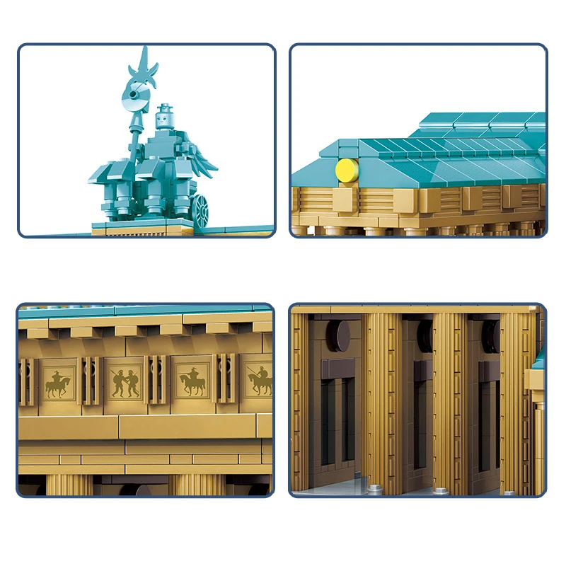 Bloco de construção criativo alemanha brandenburg portão modelo de construção conjuntos tijolo famosa arquitetura histórica brinquedos coleção