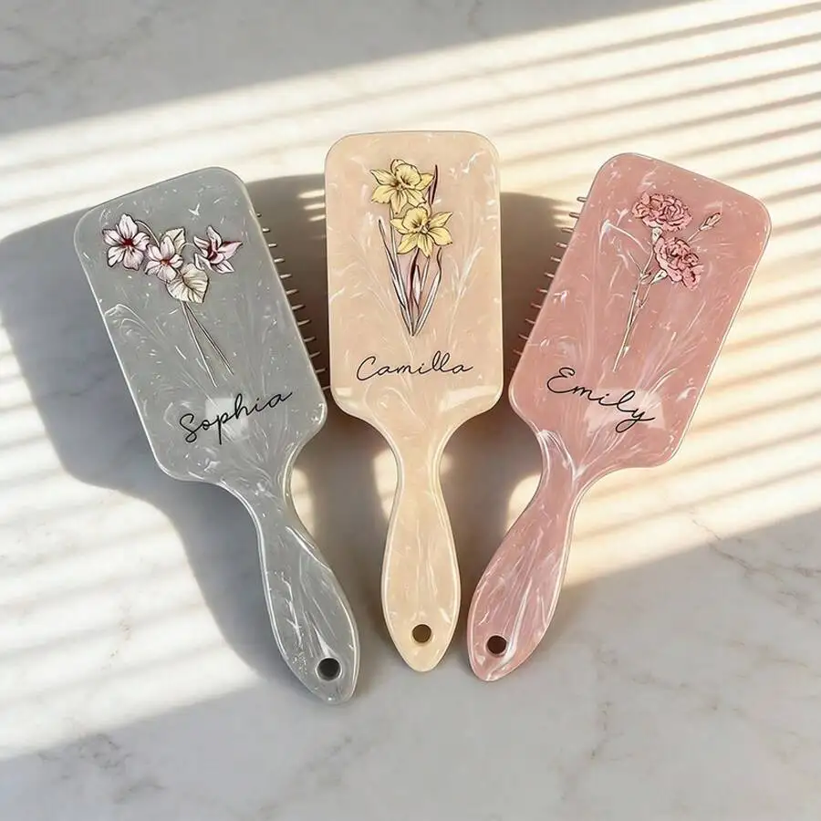 

Marble Texture Detangling Hair Brush With Anti-Static Pins For Wet And Dry Hair