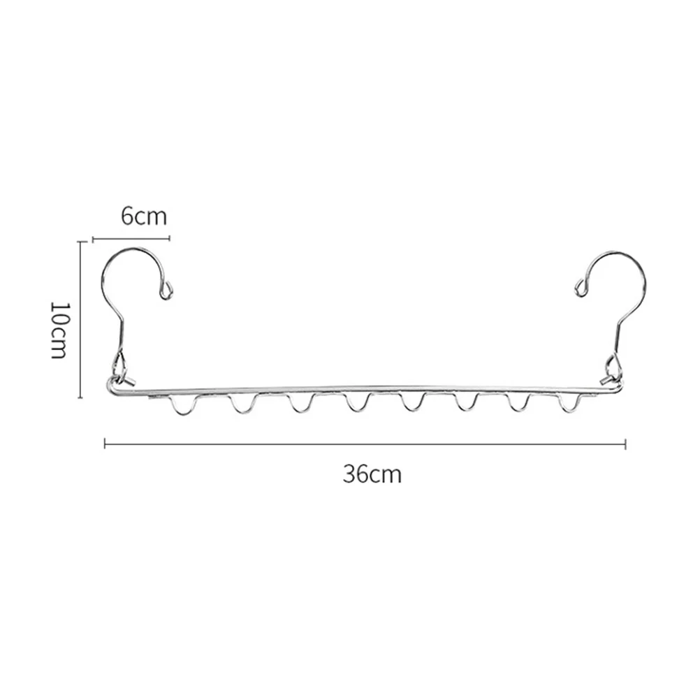 2Pcs Stainless Steel Eight Port Hangers Organizer Tidy Closet Space Saver Multi Function Clothes Drying Rack Storage Hanger