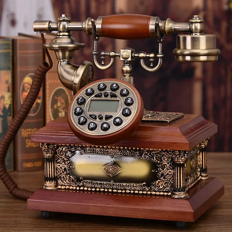 Mu Yuzhen European solid wood telephone, landline, retro home phone, fashionable and creative gift phone