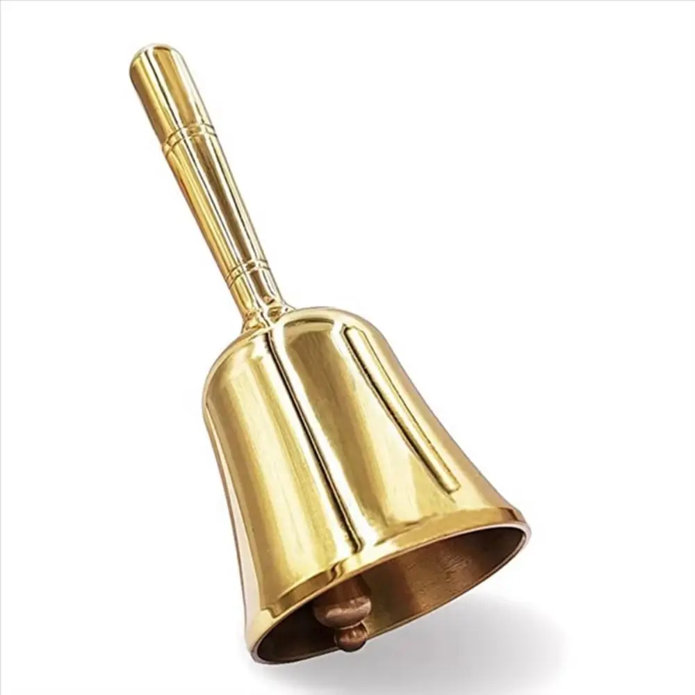 Extra Loud Pure Copper Hand Bell Vintage Manual Operation Solid Brass Call Bell Easy To Hold Portable Hand Cranked Bell