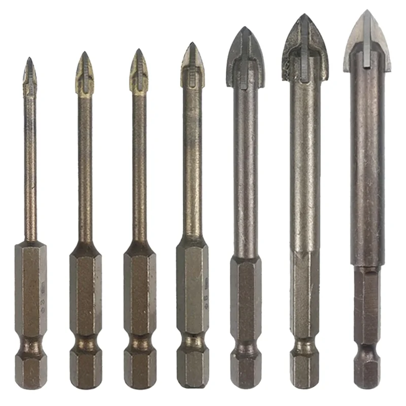 Tile Drill Bit Concrete Cement Drill Bit Multi-Function Punch Hole Opener Four-Edged Triangular Drill Bit Set