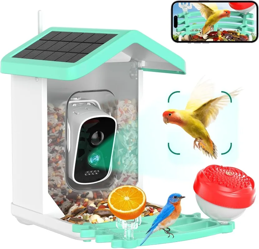 Bird Feeder with Camera, 4K HD AI Identify Bird Species, Smart Solar-Powered Bird Feeder, Auto Capture Bird& Motion Detection