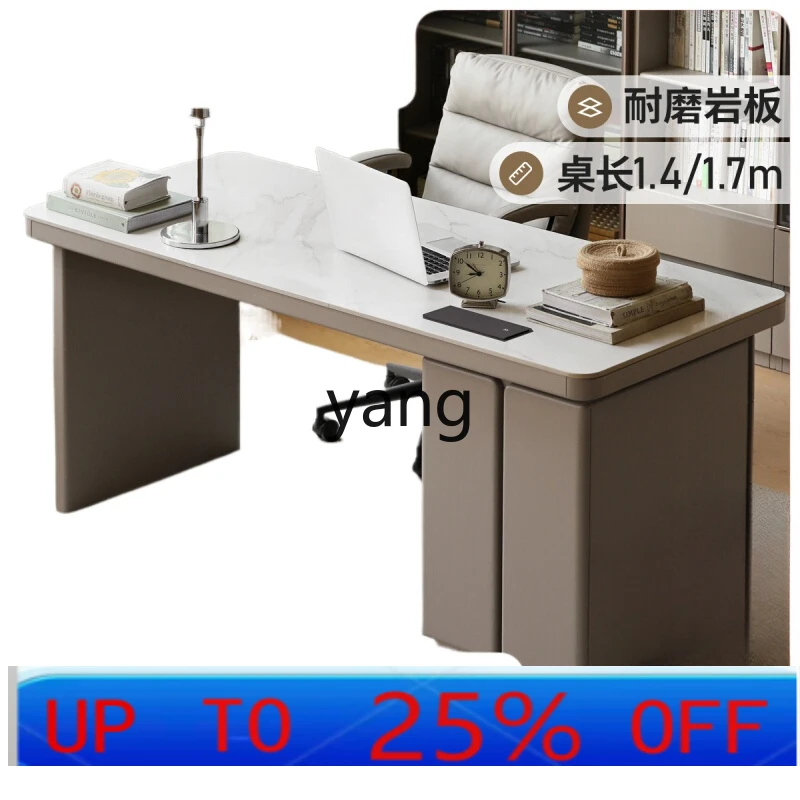 

YJQ solid wood rock slab desk light luxury wall desk household log with drawer