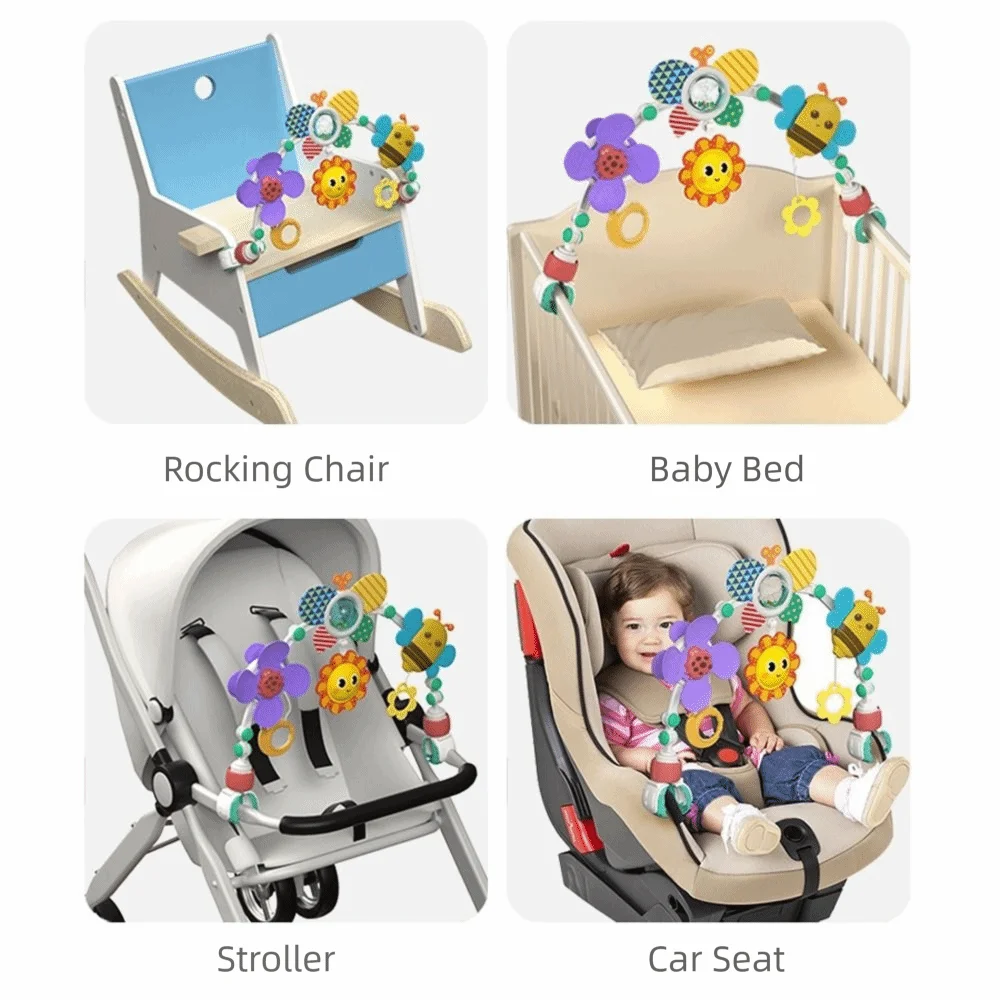 High Quality Colorful Bedbell Toy Arch Crib Multi-purpose Bed Clip Hanging Toys Foldable Stroller Toy