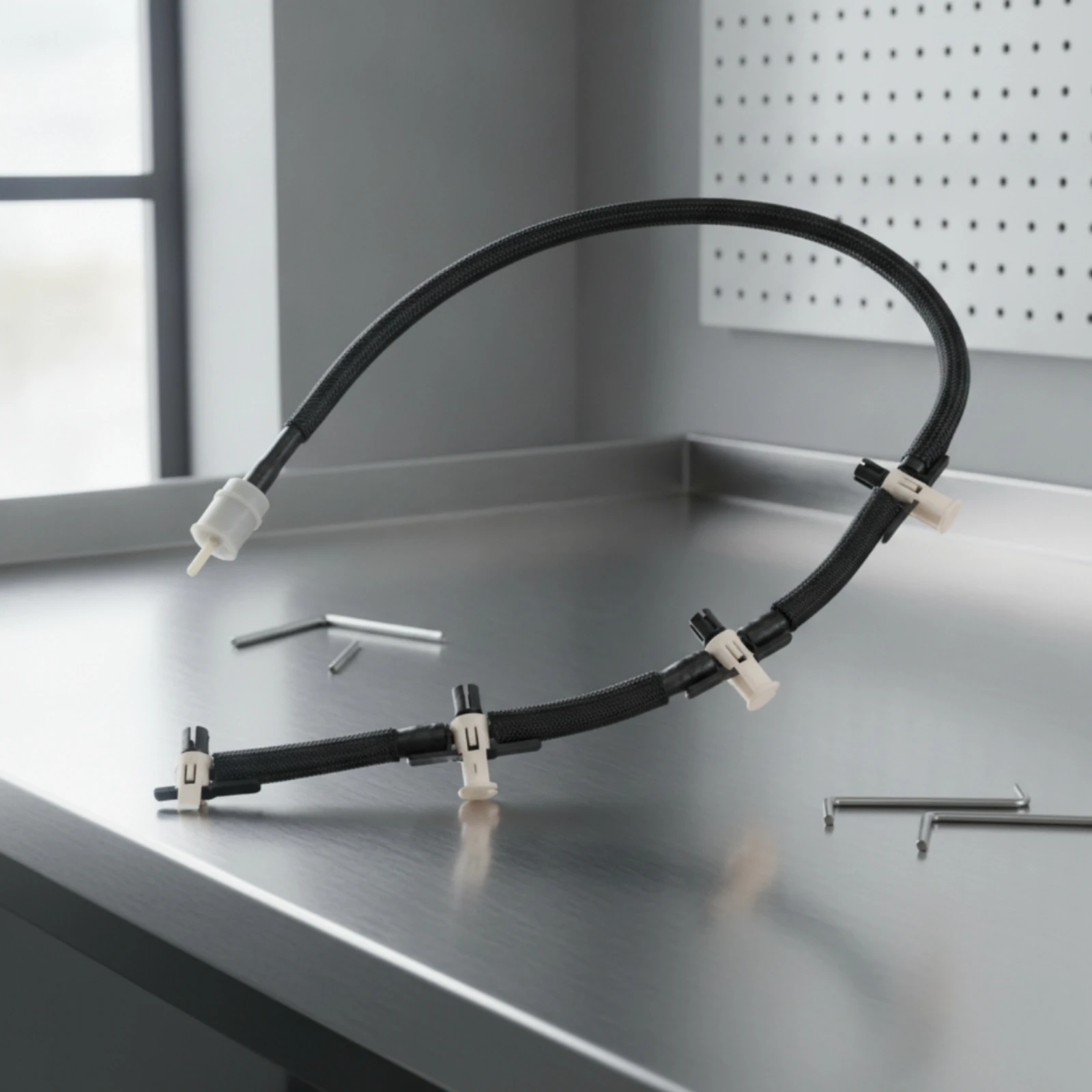 

Fuel Hose Assembly Braided Fuel Hose with Clip Fittings Heavy-Duty Ethanol Tolerant for Engine Repair, Vehicle Maintenance