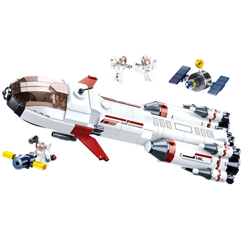 

Space Station Saturn Rocket Shuttle Satellite Astronaut Figure Man Building Blocks City Bricks Games Children Toys Gifts