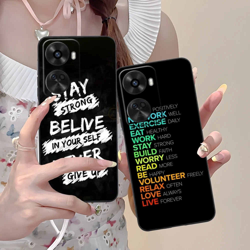 Never Give Up Painting Mobile Cell Phone Case for Huawei Nova 12 11 10 9 8 7 Pro SE 5G Black Soft Phone Cover Shell