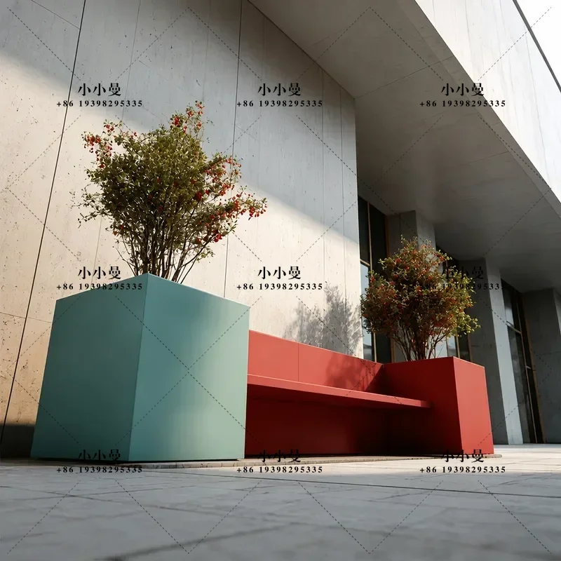 Outdoor Rust Proof Flower Box Table and Chair Set Square Courtyard Planting Community Landscape Decoration Assembly Cafe