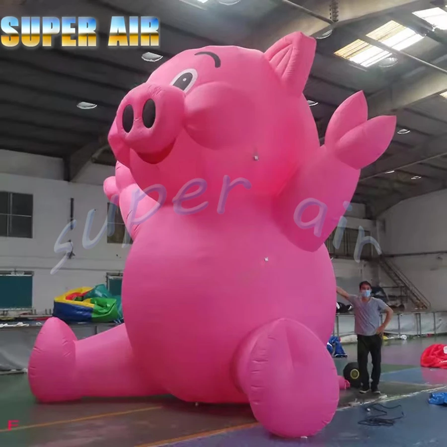 Modèle de cochon rose gonflable géant personnalisé, modèle de dessin animé gonflable pour enfants