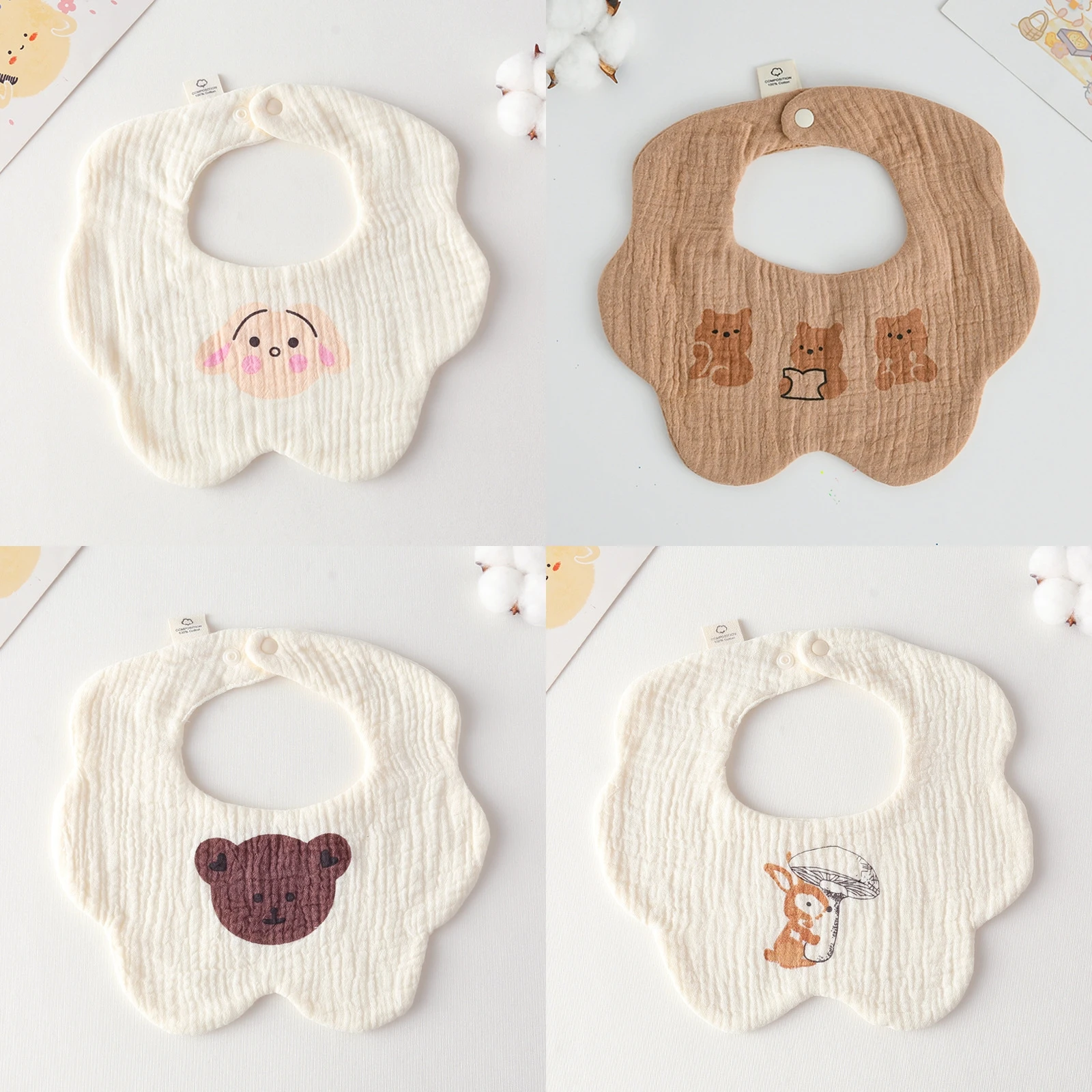 

New Korean Style Cotton Gauze Baby Print Bibs Infant Bib Newborn Burp Cloths Bandana Scarf for Kid Boy Girl Feeding Saliva Towel