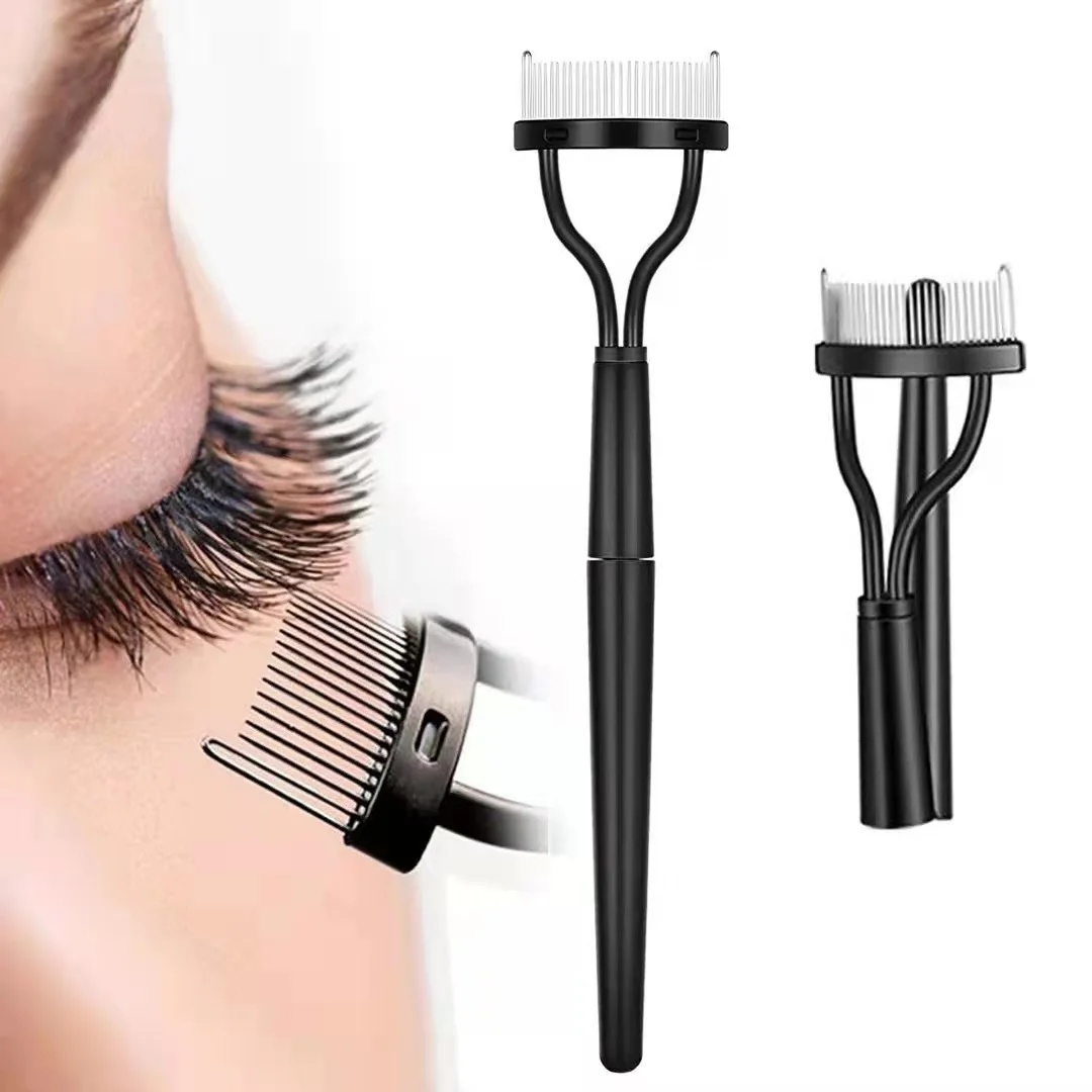 Foldable Eyelash Separator Metal Teeth Eyelash Curler Beauty Stainless Steel Make up Eyelash Brush Comb Mascara Curl Makeup Tool