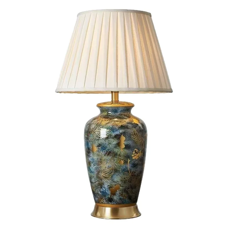American ceramic table lamp, retro bedroom study bedside model room decorative table lamp, simple villa creative table lamp