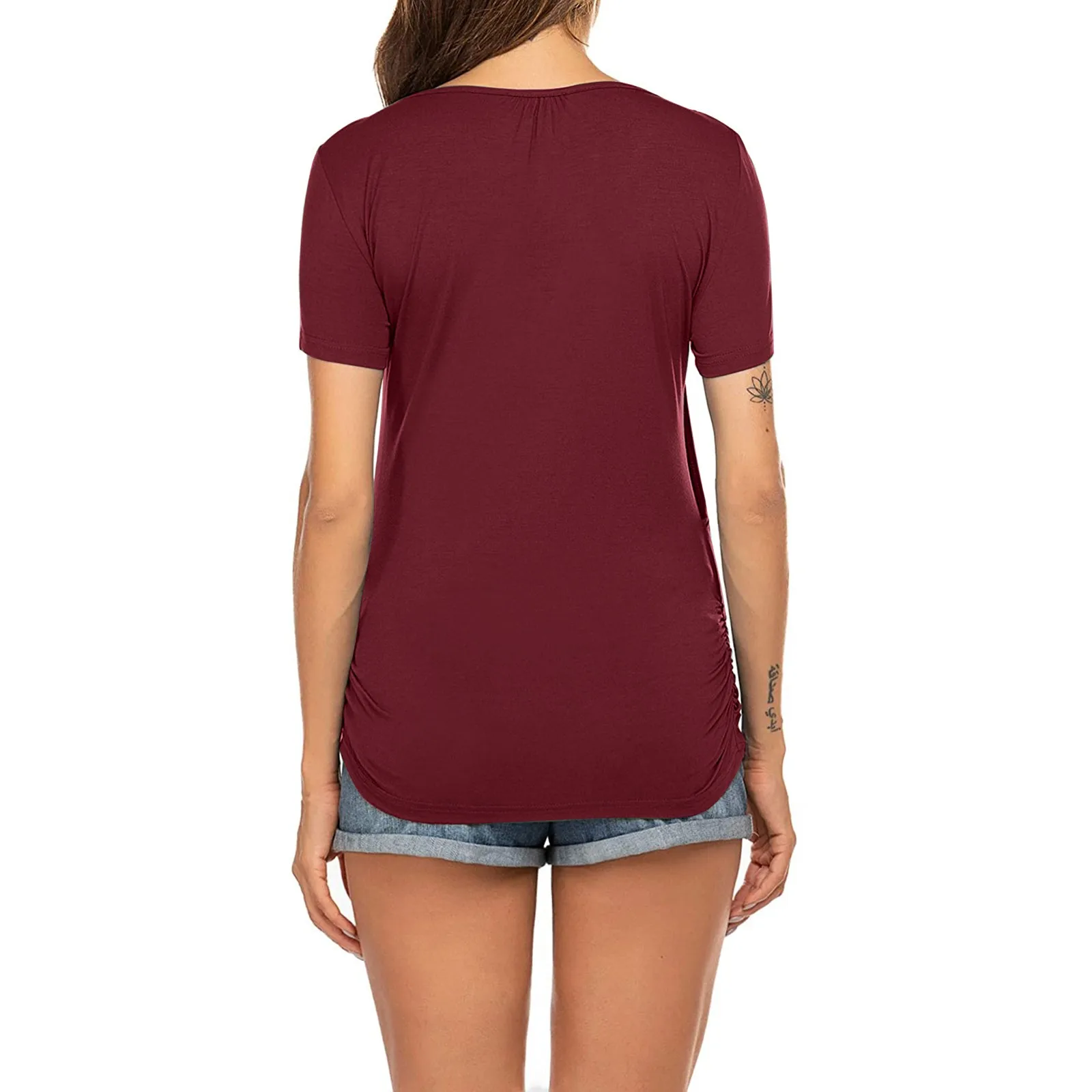 Frauen Schwangere Mutterschaft Kleidung Stillen Tops Stillen T-shirt Schwangerschaft Mutterschaft Tops T-shirts Soild Farbe Sommer Hemd – Detail 17