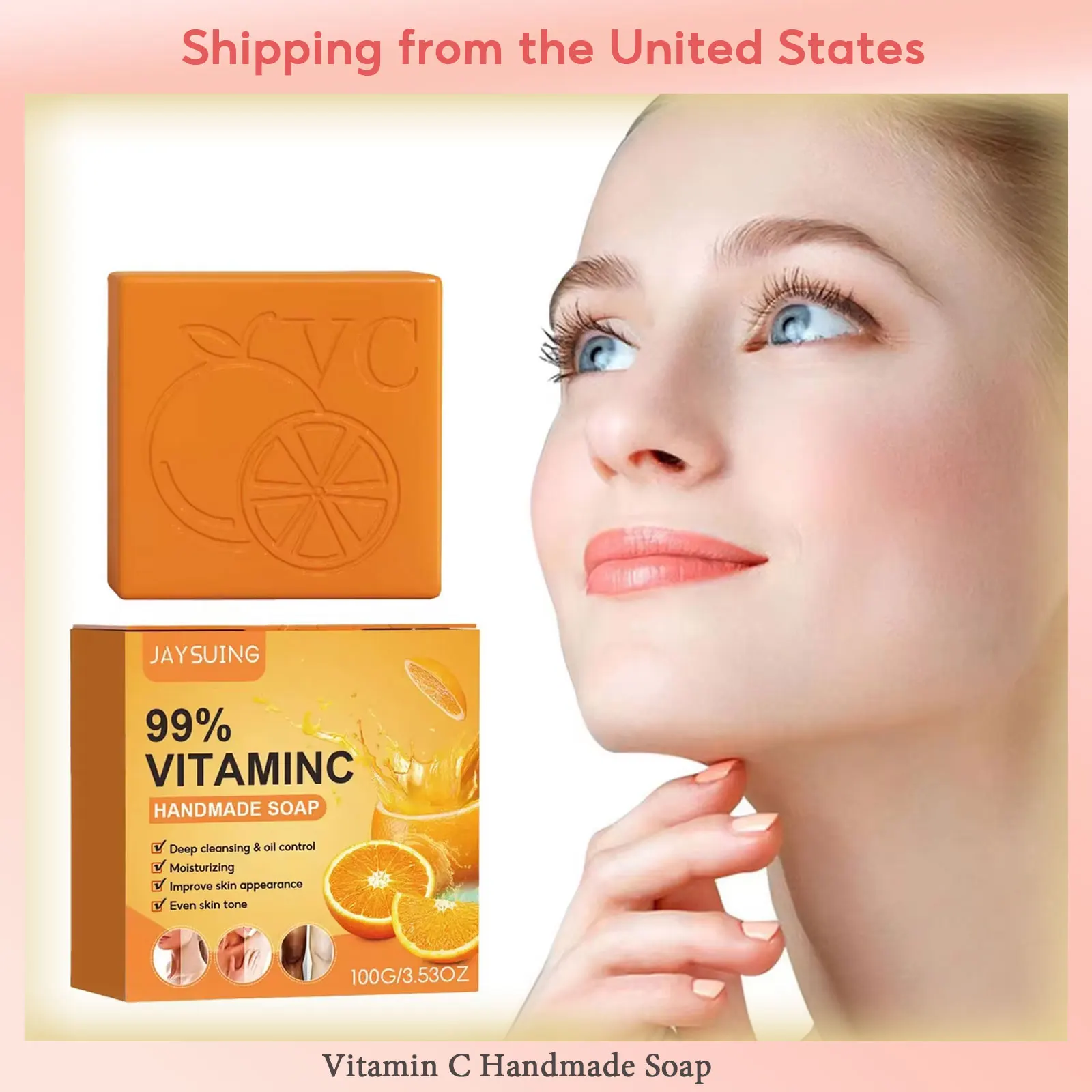 

Vitamin C Handmade Soap Body Brightening Oil Control Smooth Soft Skin Moisturizing Exfoliating Anti Mite Facial Cleansing Soap