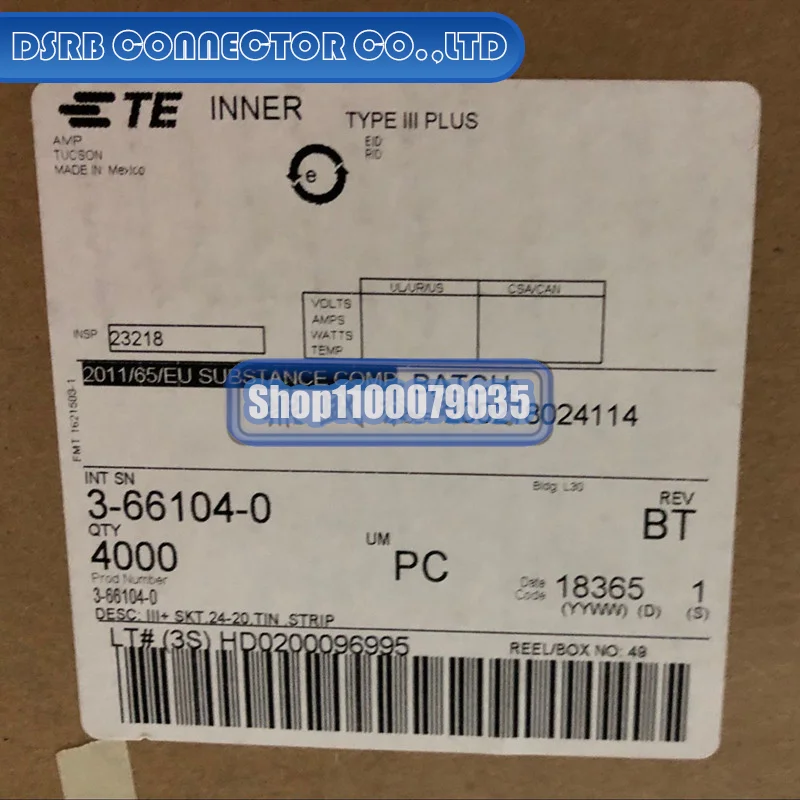 

50 шт./лот 3-66104-0 калибр клеммной проволоки 20-24AWG 100% новый и оригинальный