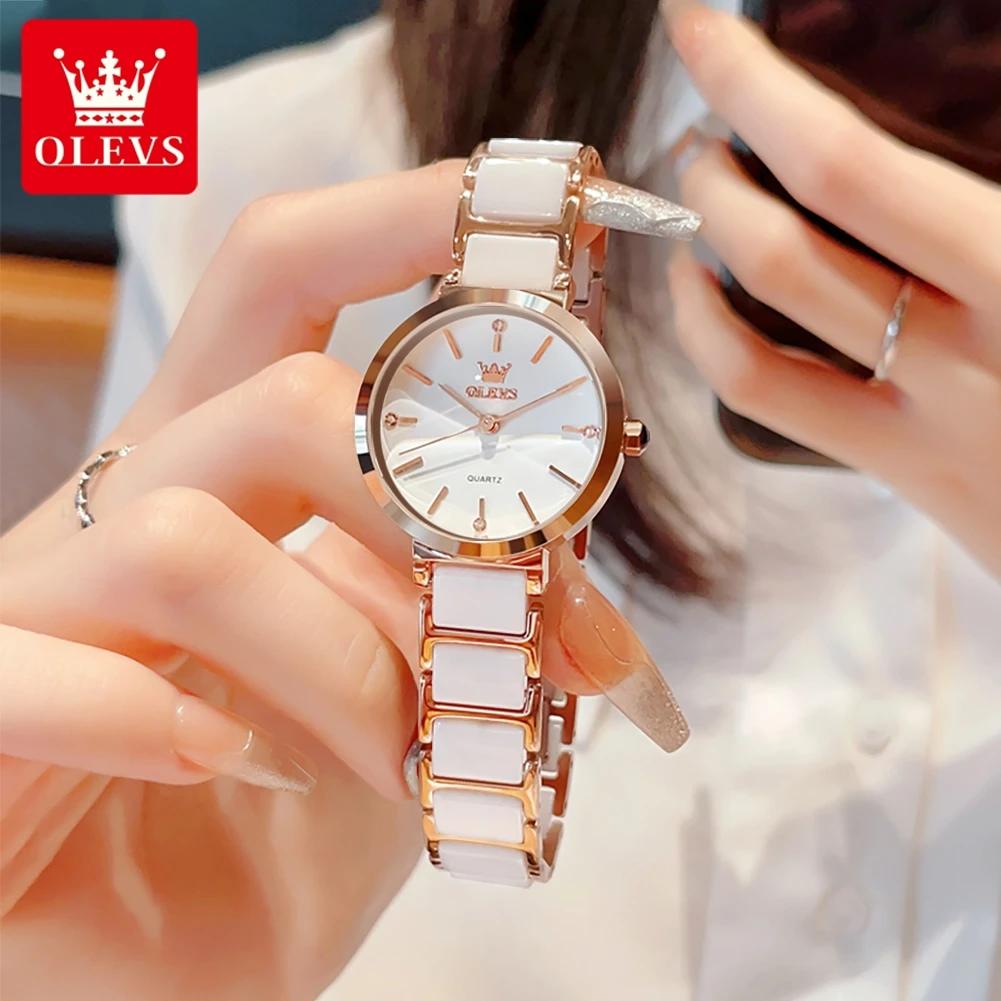 OLEVS 5877 Hot Sale Watches for Woman Elegant Rose Gold Case Waterproof Women's Watches Japan Quartz Movement Ladies Wrist Watch