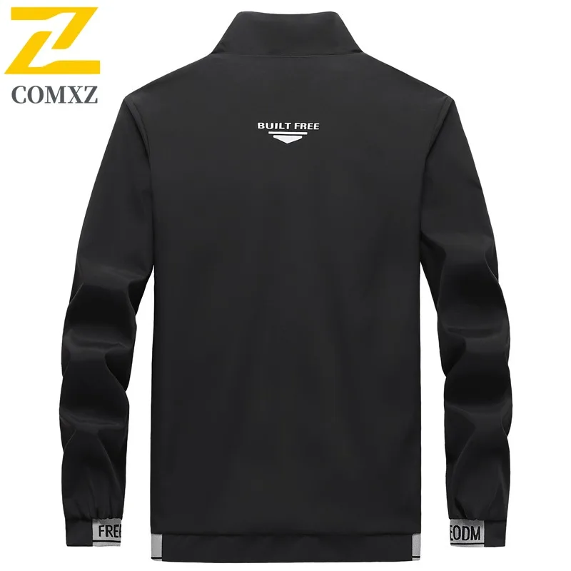 COMXZ 2025 Mens Casual Stand Collar Jacket Spring Autumn Loose Fit Slim Trendy Coat Youth Middle Age Outerwear