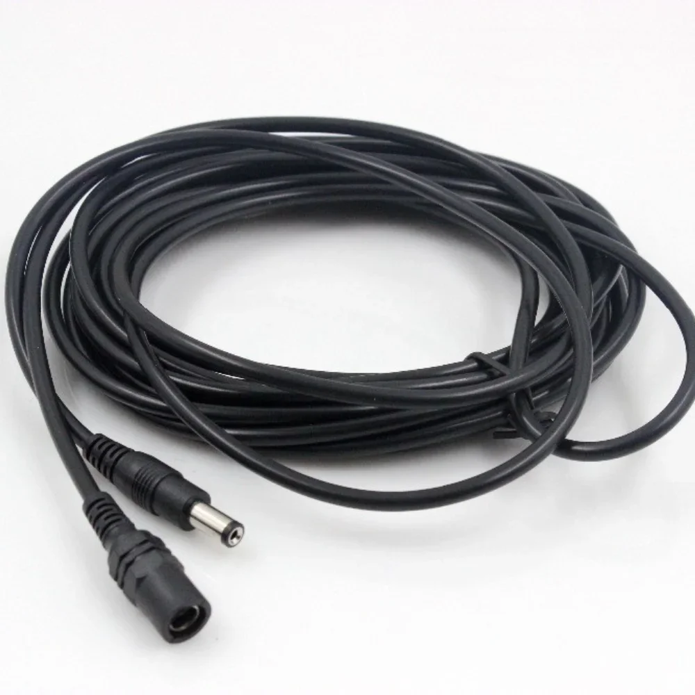 DC12V power extension cable connector, suitable for closed-circuit television surveillance cameras, black 16.5 feet, 0.5-10M lon