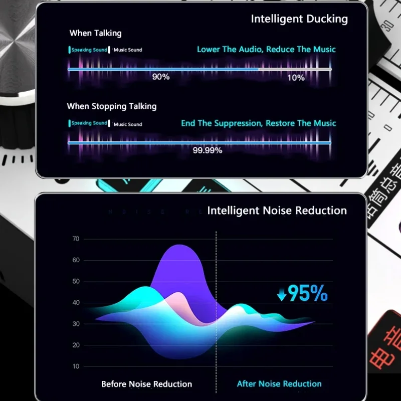 البث المباشر كارت الصوت X7 مغير الصوت DJ خلاط تأثيرات للكمبيوتر الشخصي بث الهاتف الذكي الكمبيوتر واجهة الصوت بطاقة وحدة التحكم #4