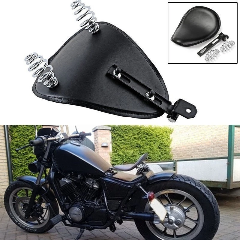 

Retro spring leather single seat cushion for motorcycle cruiser chopper modification