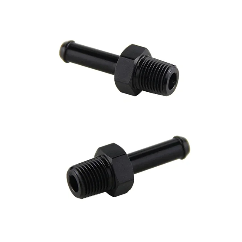 2PCS 1/8 NPT Male to AN4 Hose Barb Straight Aluminum Adapter Fitting Black