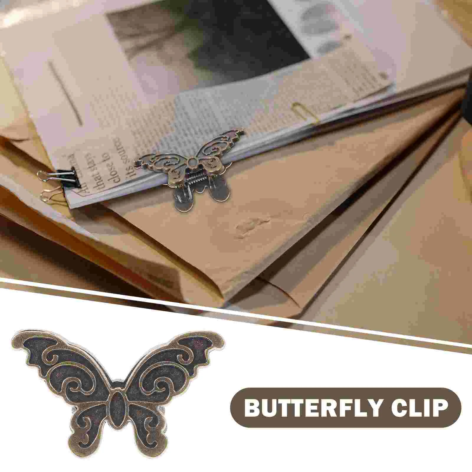 4 Pcs Butterfly Clip Clips for Paper Small Notebook Zinc Alloy Hanging Journal Binder Office Student Use