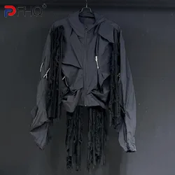 PFHQ Men's Design Short Tassel Sunscreen Jacket 2024 New Summer Solid Color Long Sleeve Darkwear Male Tops Fashion 21Z5001