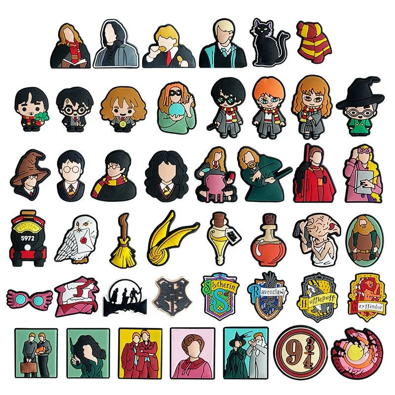 17-45Pcs Cartoon Shoe Charms Accessories Harry Potter Shoes Decoration Clog Sandal Buckle DIY Kids Party Gifts