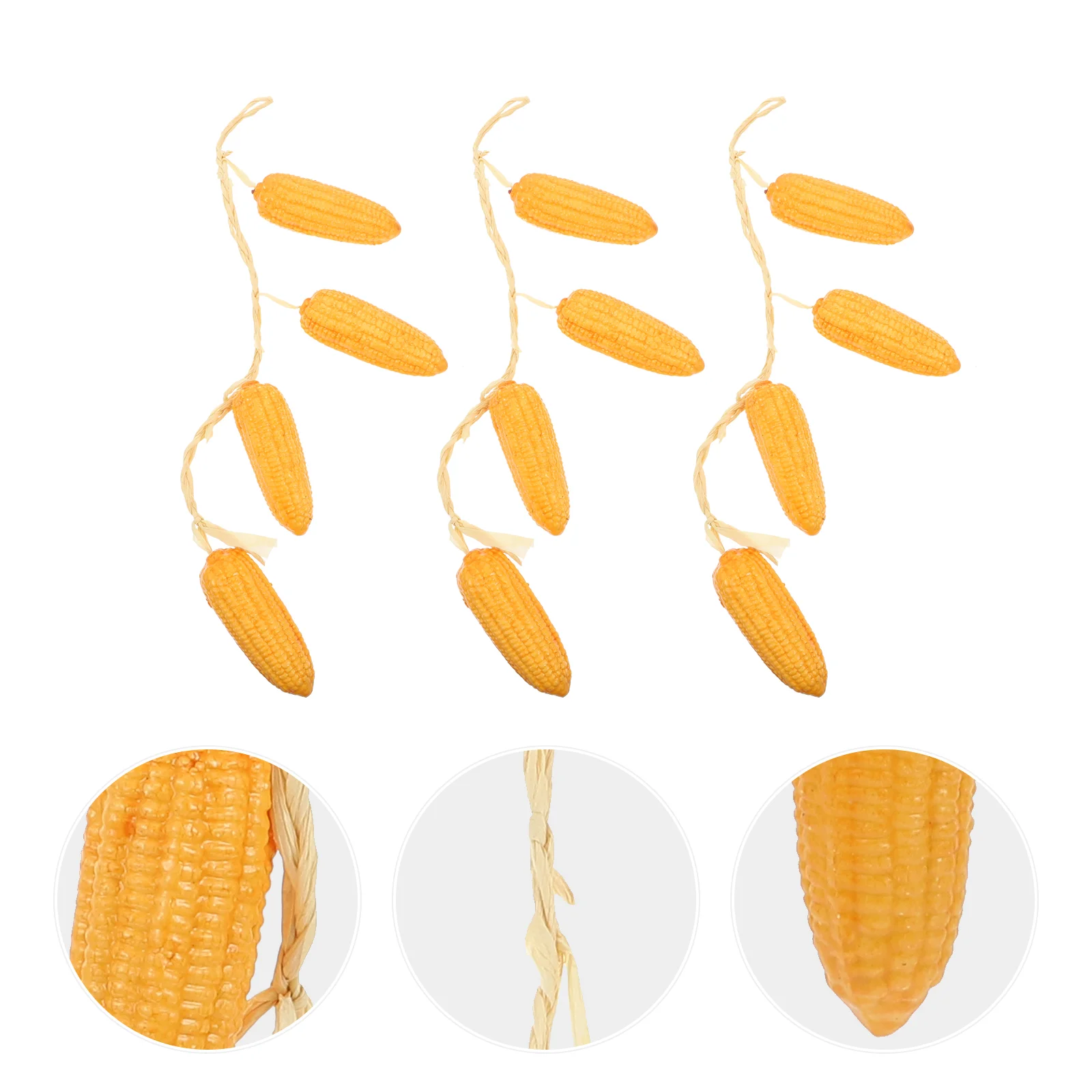 3 Pcs Simulated Corn Skewers Decor Small Fake Pumpkins Simulation Pendant Fake Fruit