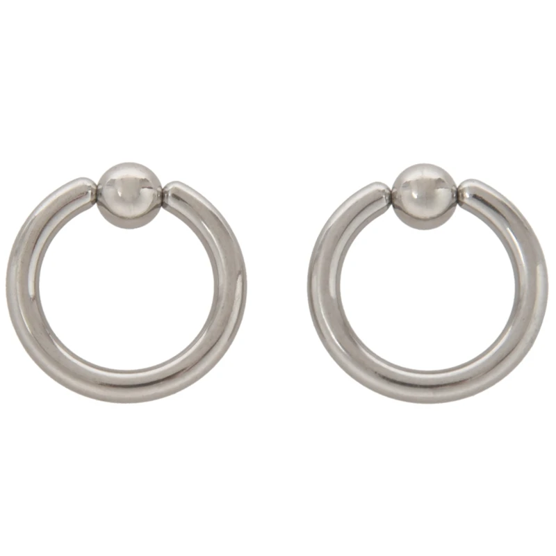 1 Pair Stainless Steel Captive Bead Ear Rings Hoop BCR Studs Piercing Jewelry Steel Color, 4g(5mm)X16mm