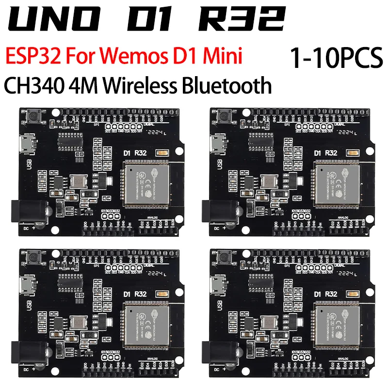 

ESP32 For Wemos D1 Mini For Arduino UNO R3 D1 R32 WIFI Wireless Bluetooth Development Board CH340 4M Memory One ESP 32