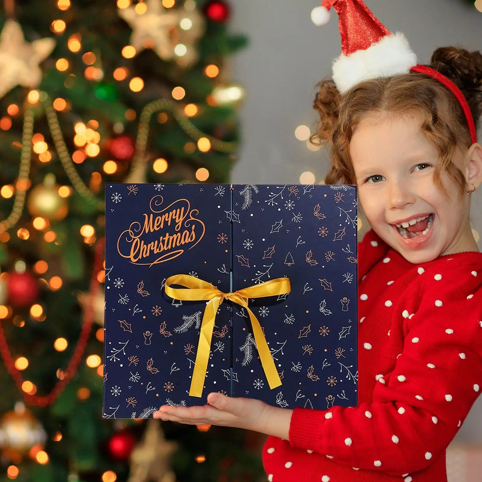 Elegant 24-Day Christmas Countdown Box for Small Gifts