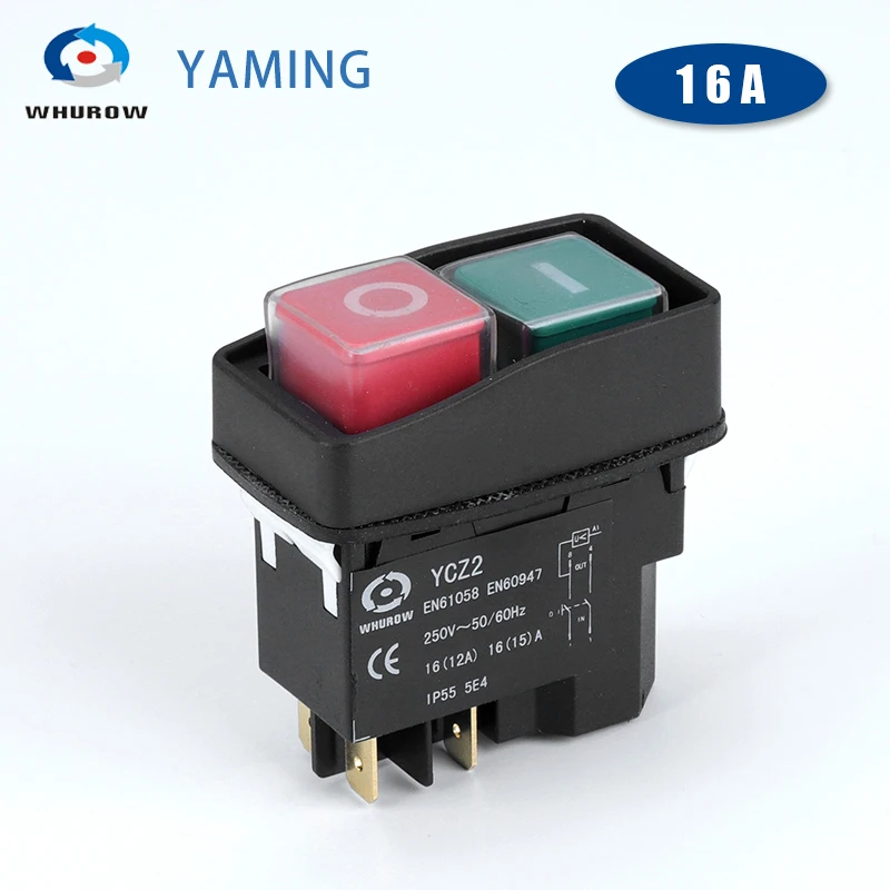 

YCZ2 Electromagnetic Switch 4/5 Pin 110V/220V Momentary(Reset) On Off Red/green Push Button Emergency Stop Replace KJD17