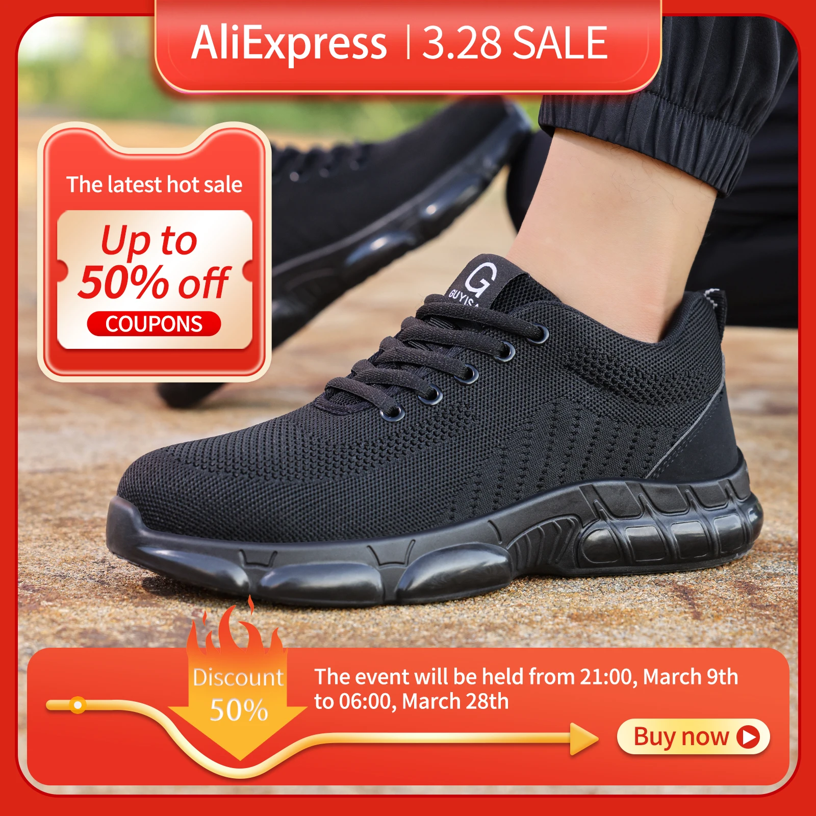 guyisa-men's-steel-head-work-shoes-anti-smash-and-anti-stab-black-low-top-strap-simple-sportswear-fashion-and-casual-protective