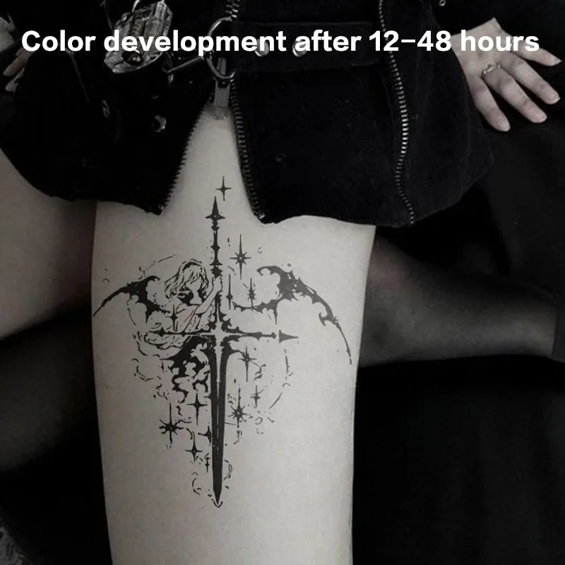 السيف المقدس الملاك العشبية عصير الوشم ملصق الرجال والنساء الجسم مقاوم للماء الوشم Y2K مثير فتاة ساخنة الوشم المؤقت هدية حفلة