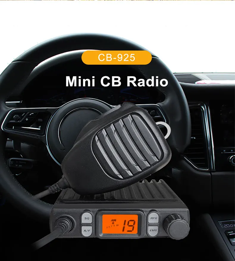 ANYSECU CB925 AM/FM MINI CB Radio 25.615-30.105Mhz 8W ręczny miernik Mini Radio samochodowy amatorskie Radio mobilne