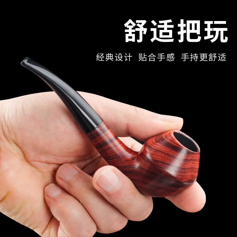 

9mmRed Sandalwood Bulldog Bent Pipe Portable detachable filter core men's exclusive dry tobacco pipe