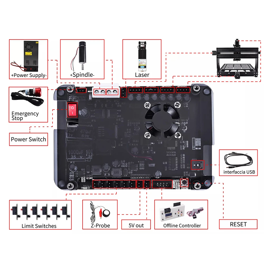 CNC 3018 Pro Max with 500w Spindle Metal Engraving Machine 40W Laser Engraver Milling Cutting Machine for Wood Acrylic PCB PCV