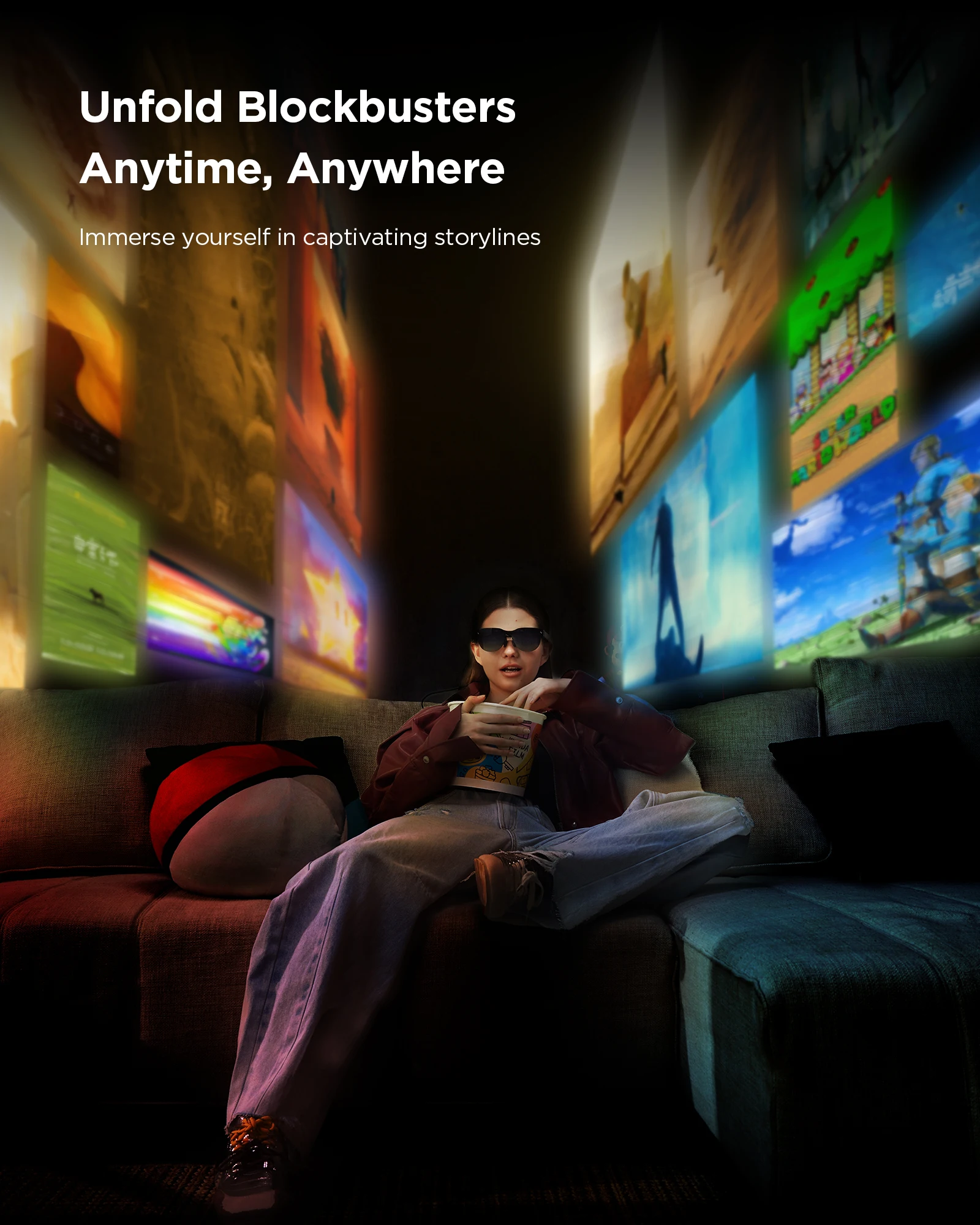 INMO Air Wireless AR Glasses All In One 3D Intelligent Cinema Steam VR Game Projection Sunglass Bluetooth-compatible Full Color