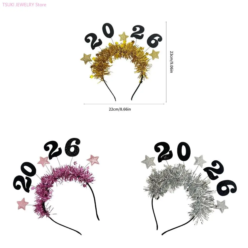 

62KE Adjustable 2026 Shimmering Headbands Glitters Star Tinsel Decors Hair Accesory For Women Men Children Festival Occasion