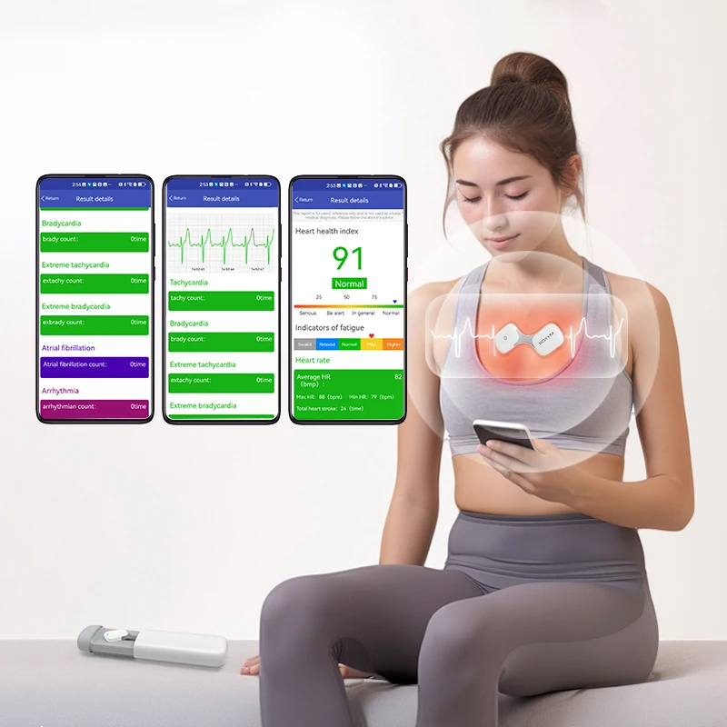 Boxym mobile wearable 24H at home ekg machine for heart electrode Portable electrocardiograph wireless cardiac ekg ecg monitors