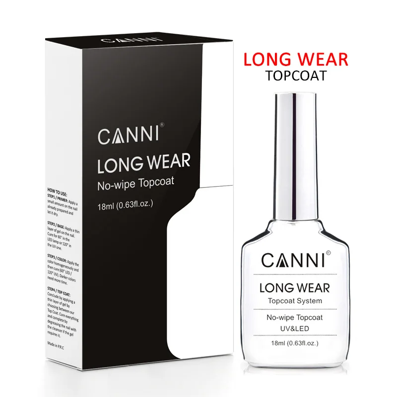 Canni 18ml Big Size Long Wear Diamond No Wipe Top Coat PeelOff Base Coat Nail Manicure Soak Off UV LED Color Nail Gel Polish